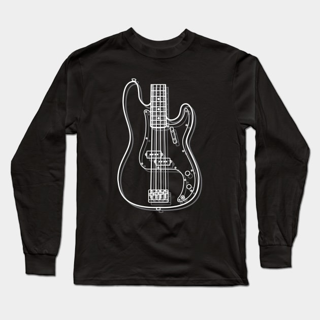 P-Style Bass Guitar Body Outline Dark Theme Long Sleeve T-Shirt by nightsworthy